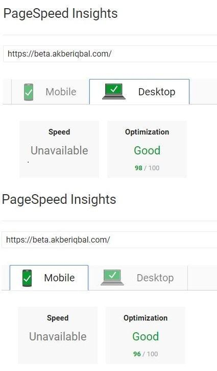 Google PageSpeed Score